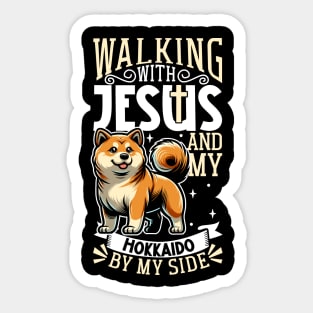 Jesus and dog - Ainu Dog Sticker